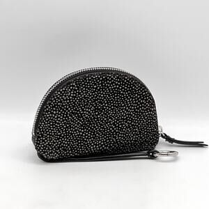 BANANA REPUBLIC Mini Half Moon Organizer Pouch Calf Hair Black Dot Phone Charger